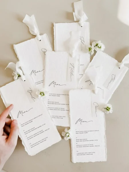 Handmade Paper Wedding Menus